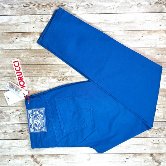NOS: Deadstock Fiorucci Women's Vibrant Blue Ultra Low Waist Pants Size 28 - Picture 5 of 9
